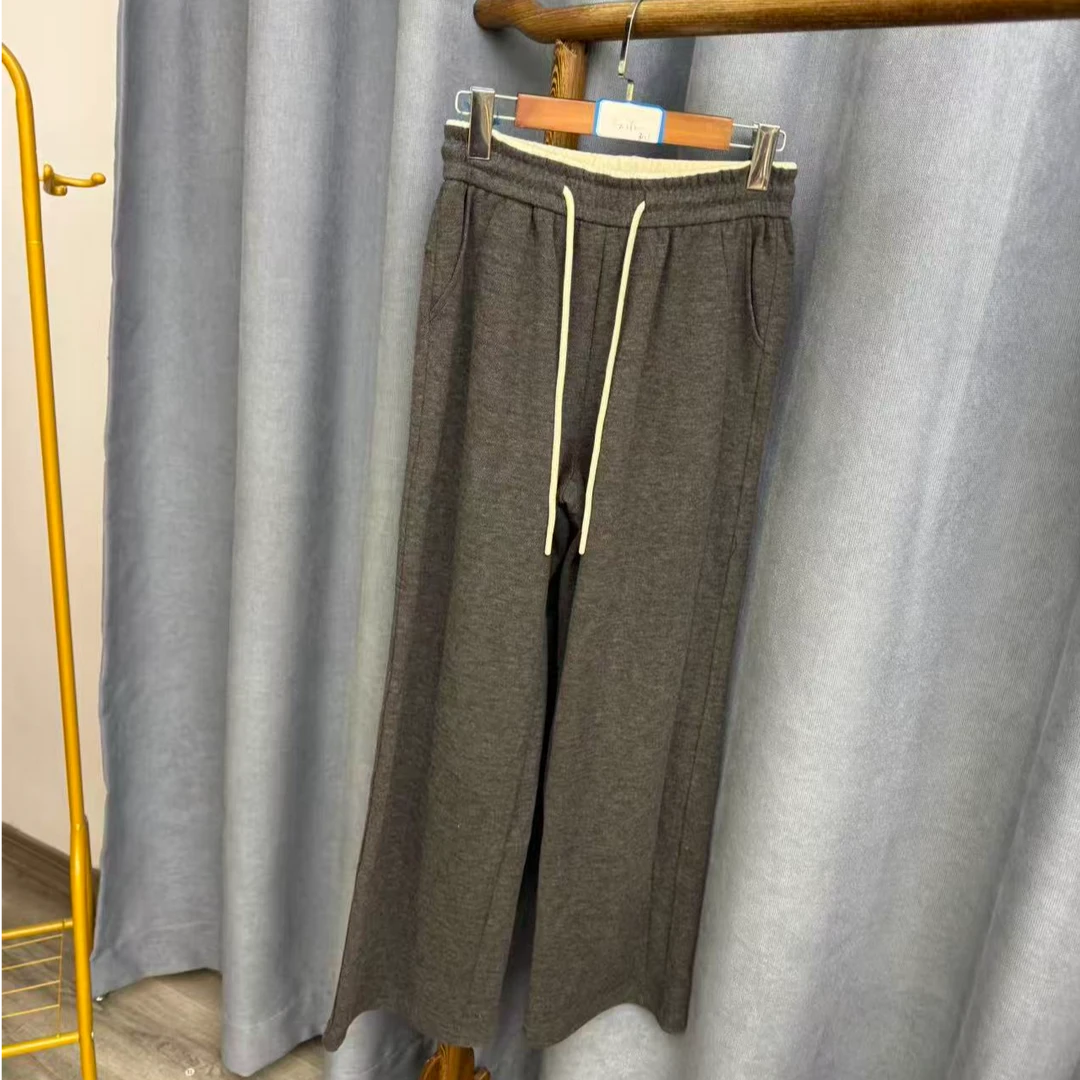 秋季新款简约百搭宽松桑蚕丝直筒长裤女Z362