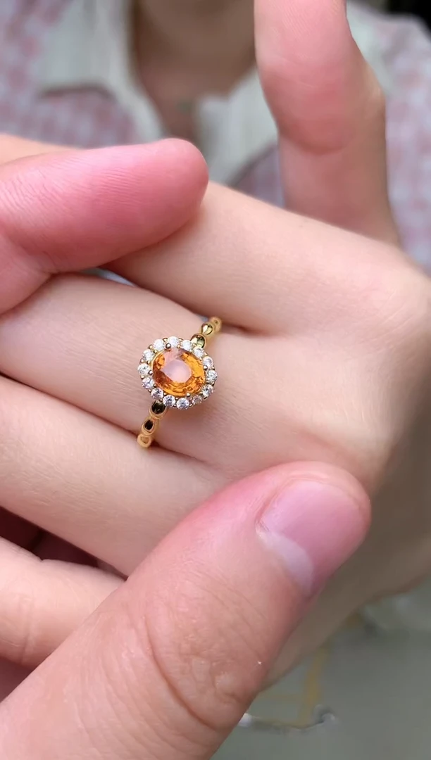 石榴石戒指银S925镶嵌戒指