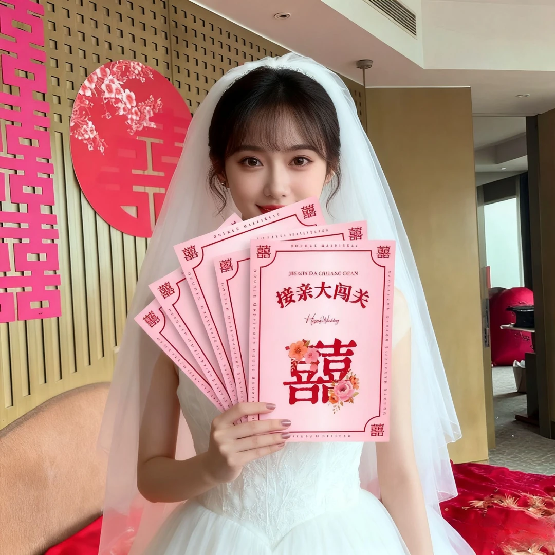 文仙亦言结婚礼创意接亲新郎娘问答卡整蛊伴郎游戏卡拦门通关道具