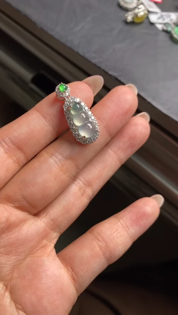 银S925镶嵌戒指翡翠天然A货翡翠