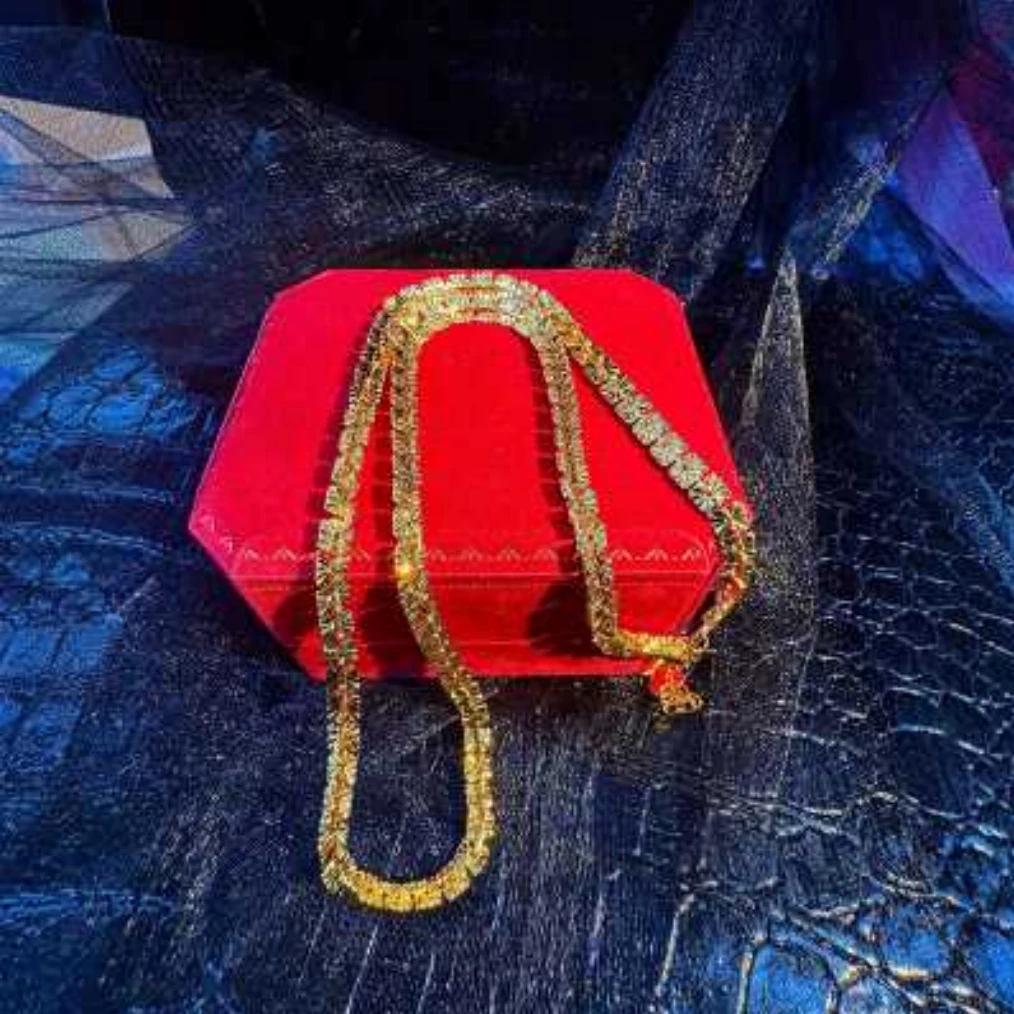 【D】K黄色时尚经典米字六芒星蛇骨项链【SPCD78】