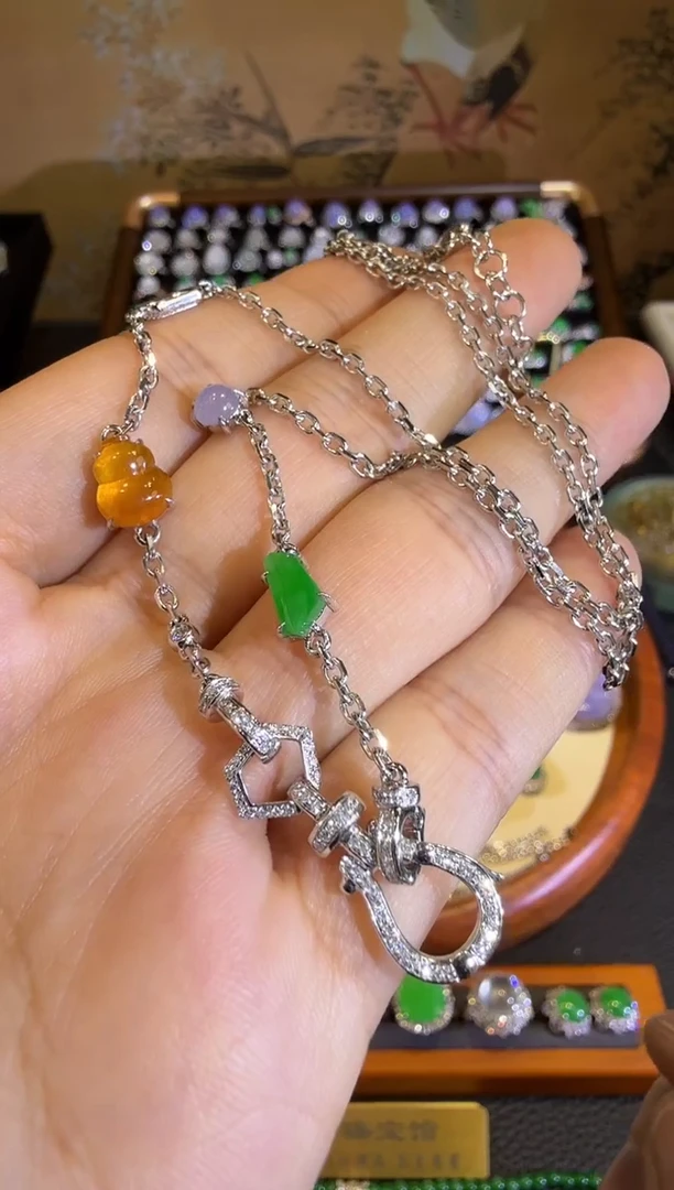 【闪购商品】翡翠颈饰18K金镶嵌精工重金版万能链马蹄扣