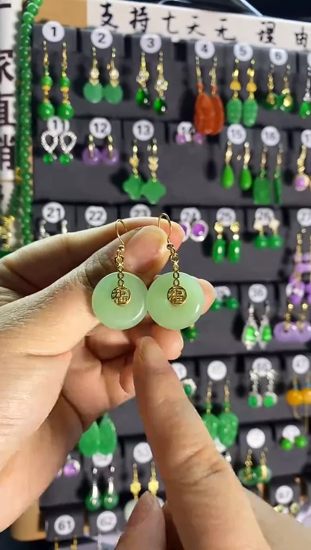 【闪购商品】和田玉耳饰银S925镶嵌05