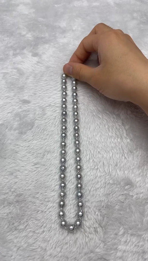 项链银S925镶嵌海水珍珠AK真多麻8-8.5mm