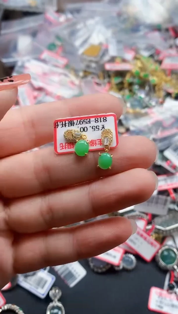 银S925镶嵌戒指翡翠天然A货缅甸翡翠