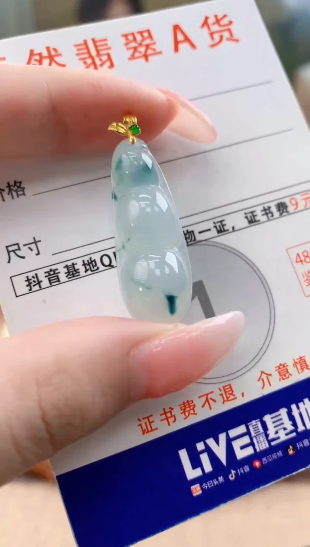 颈饰18K金镶嵌翡翠天然A货翡翠挂件