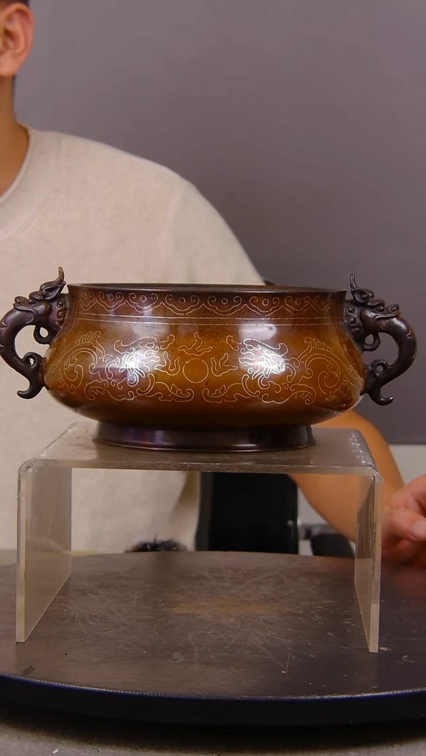 瓷片风**声山水紫铜鎏金造像香炉结缘1111