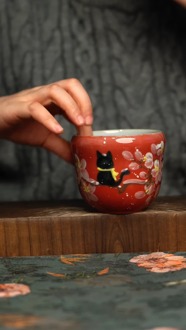 杯釉下彩手工手绘同款陶器