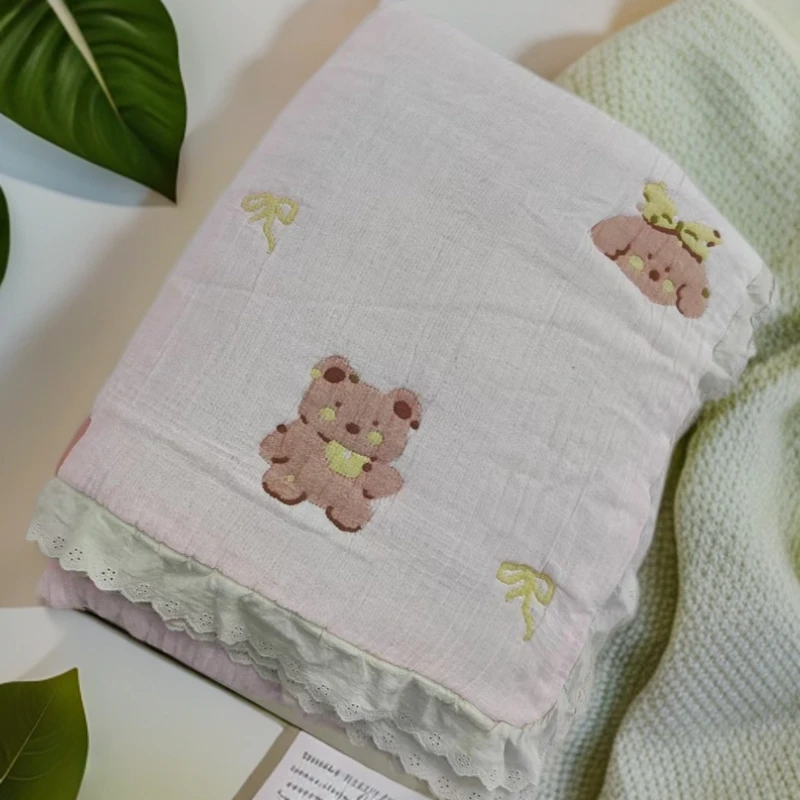 150*200cm纯棉花边泡芙被