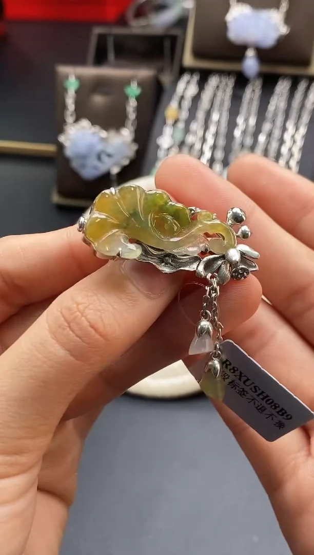 颈饰银S925镶嵌翡翠13614