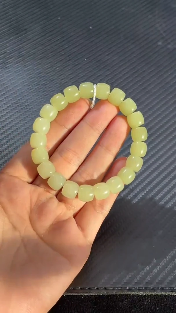 未镶嵌手链和田玉若羌安徽矿黄白种直切卡10手串微色差