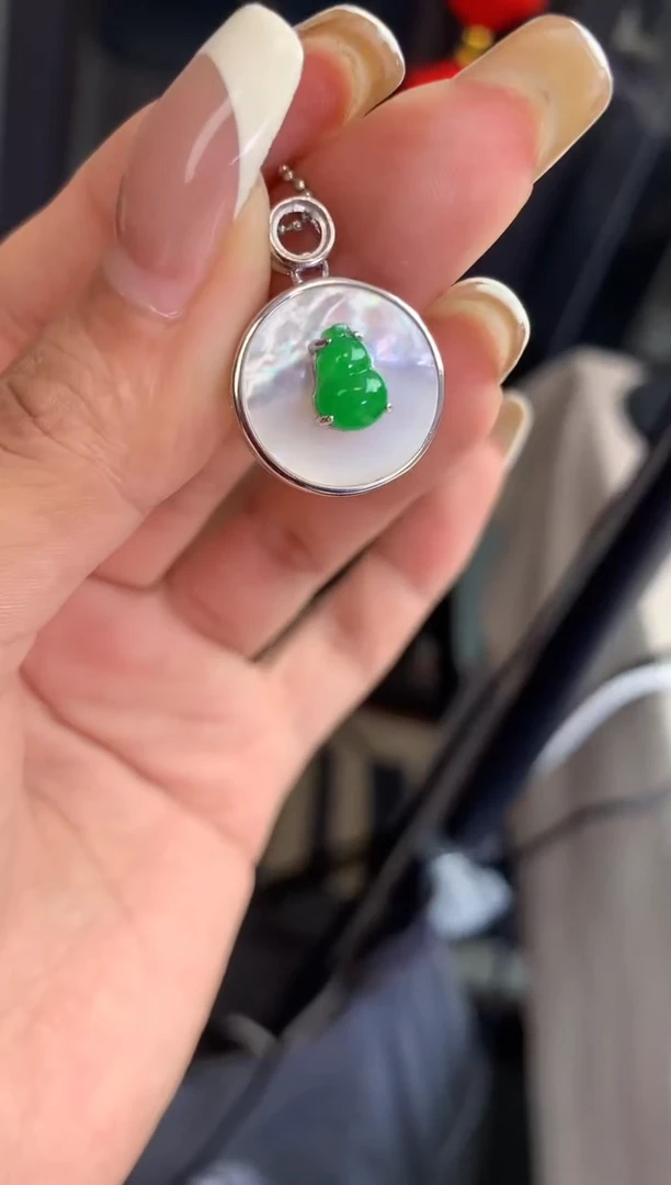 翡翠银S925镶嵌吊坠(不含链)【挽石珠宝】葫芦