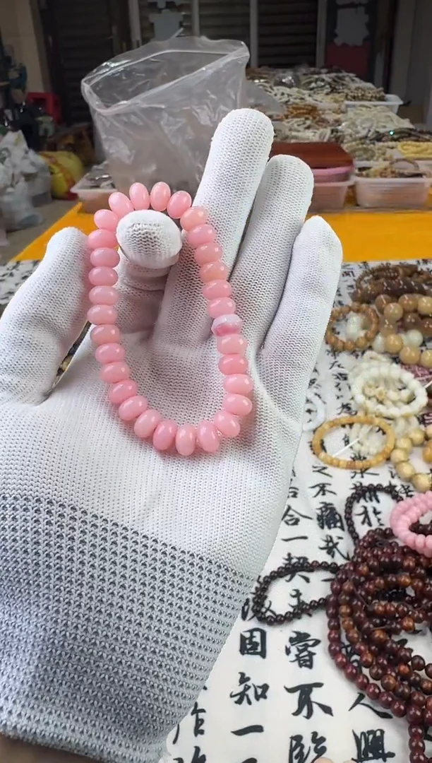 【闪购商品】菩提根/象牙果手串粉色搭配款单圈