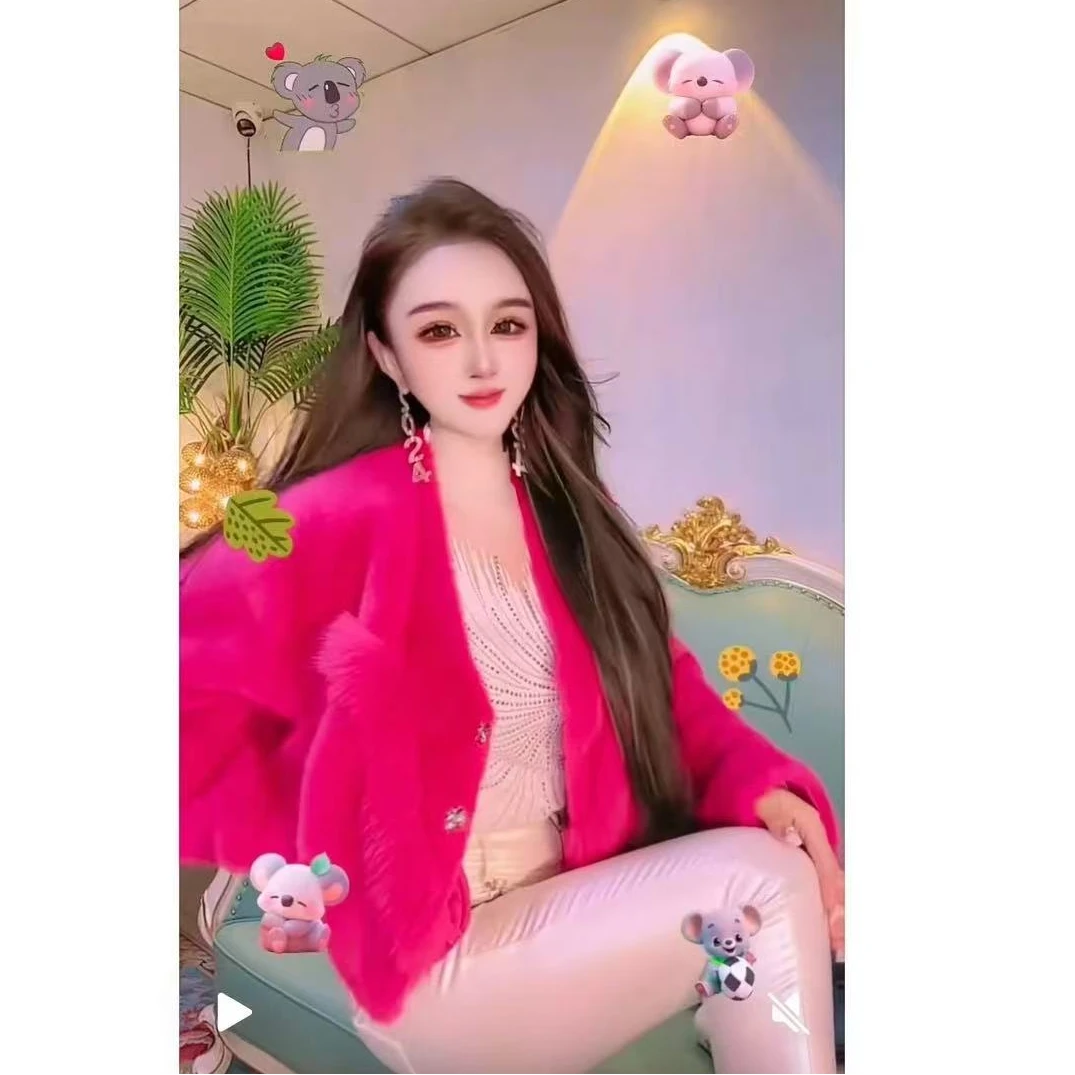 【漫老板】15926高品 定制 蝙蝠袖水貂绒雪兰貂一体毛毛外套