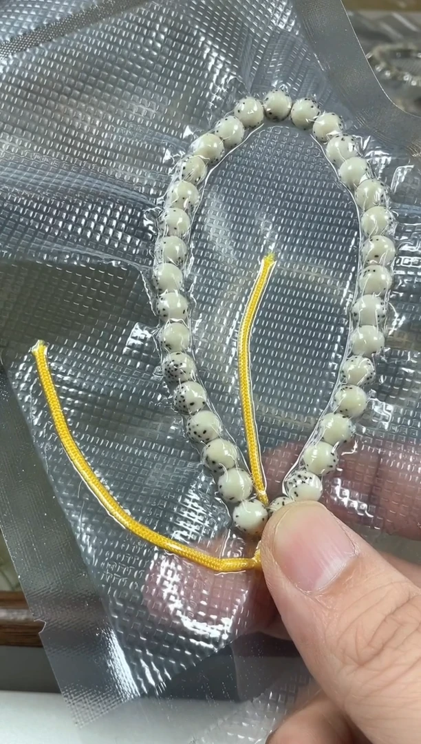 手串星月菩提原生态石玉料骨瓷白正圆手持7*7