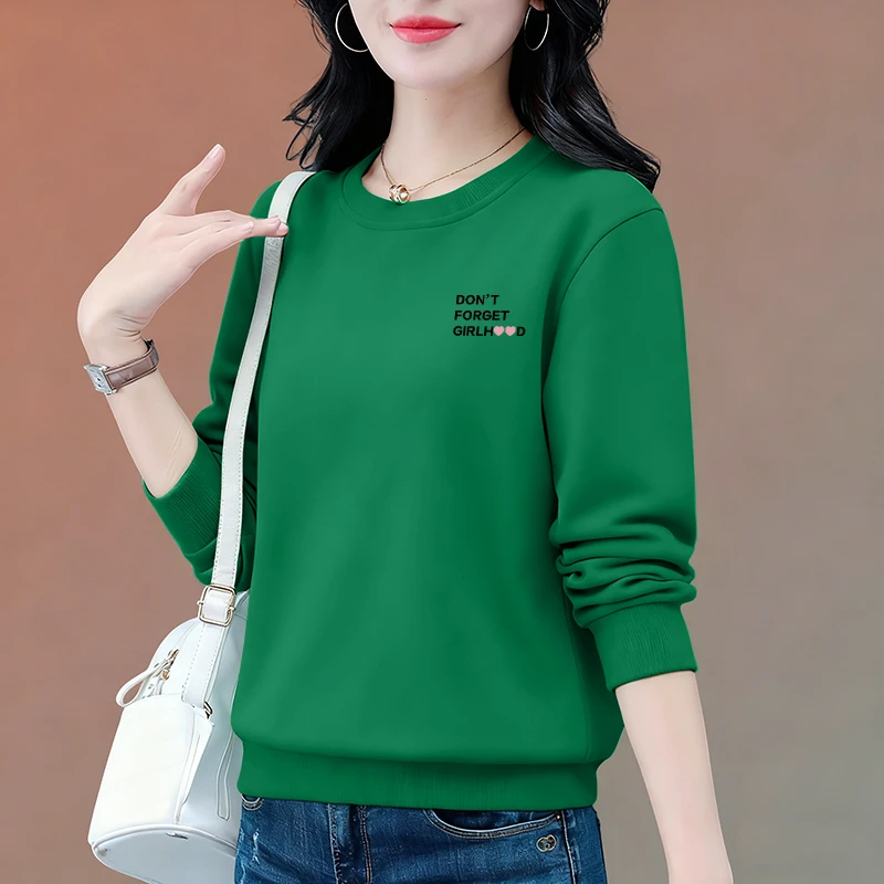 加绒加厚卫衣秋冬新款长袖春秋宽松休闲圆领时尚洋气女士打底上衣