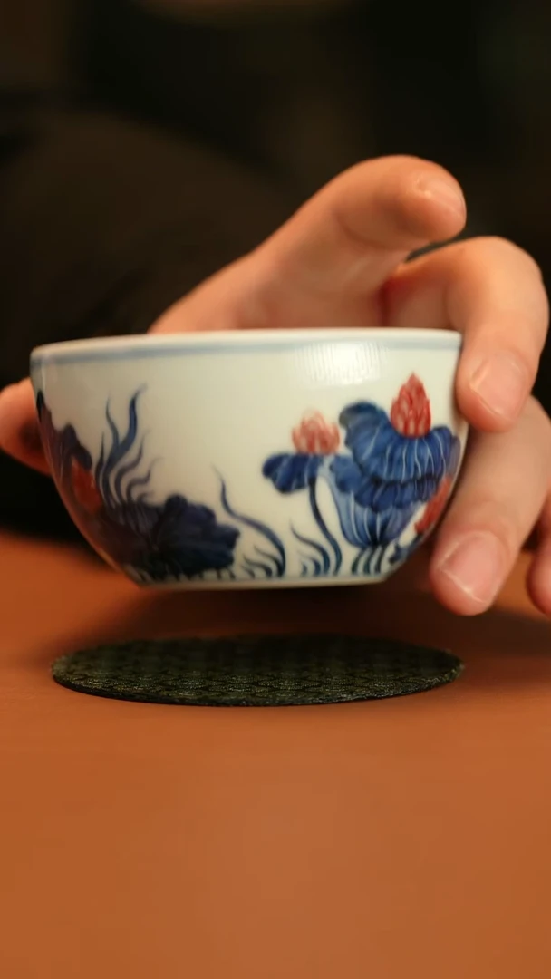 【闪购商品】林泉风月原矿釉里红小杯