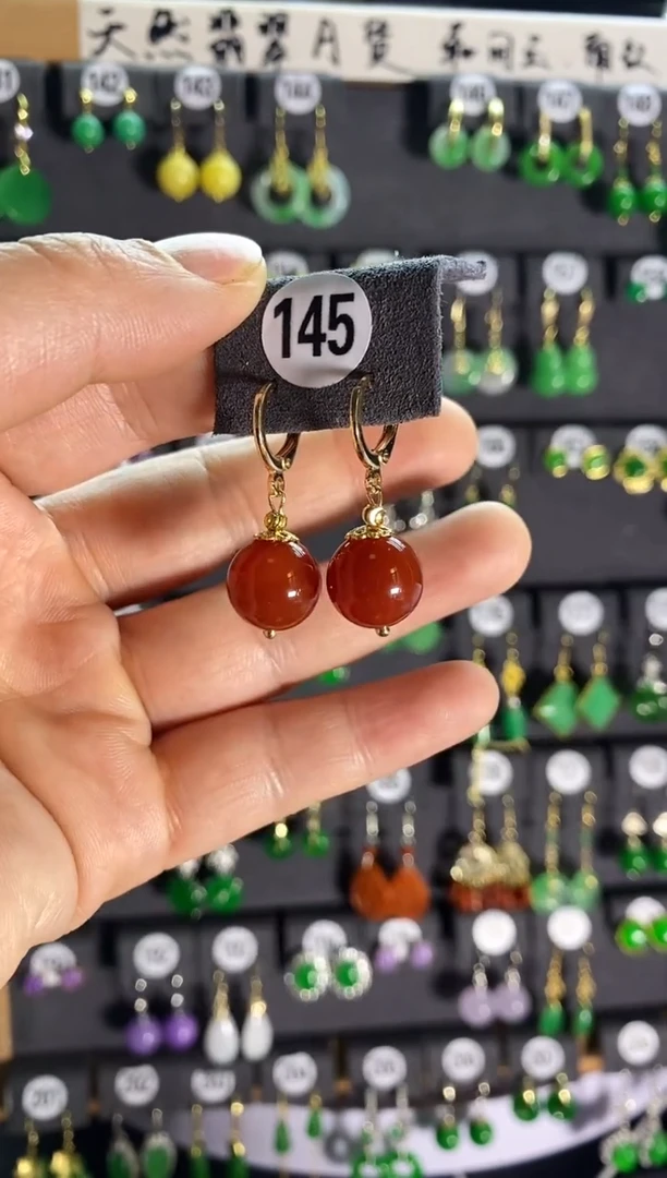 【闪购商品】南红玛瑙耳饰银S925镶嵌145