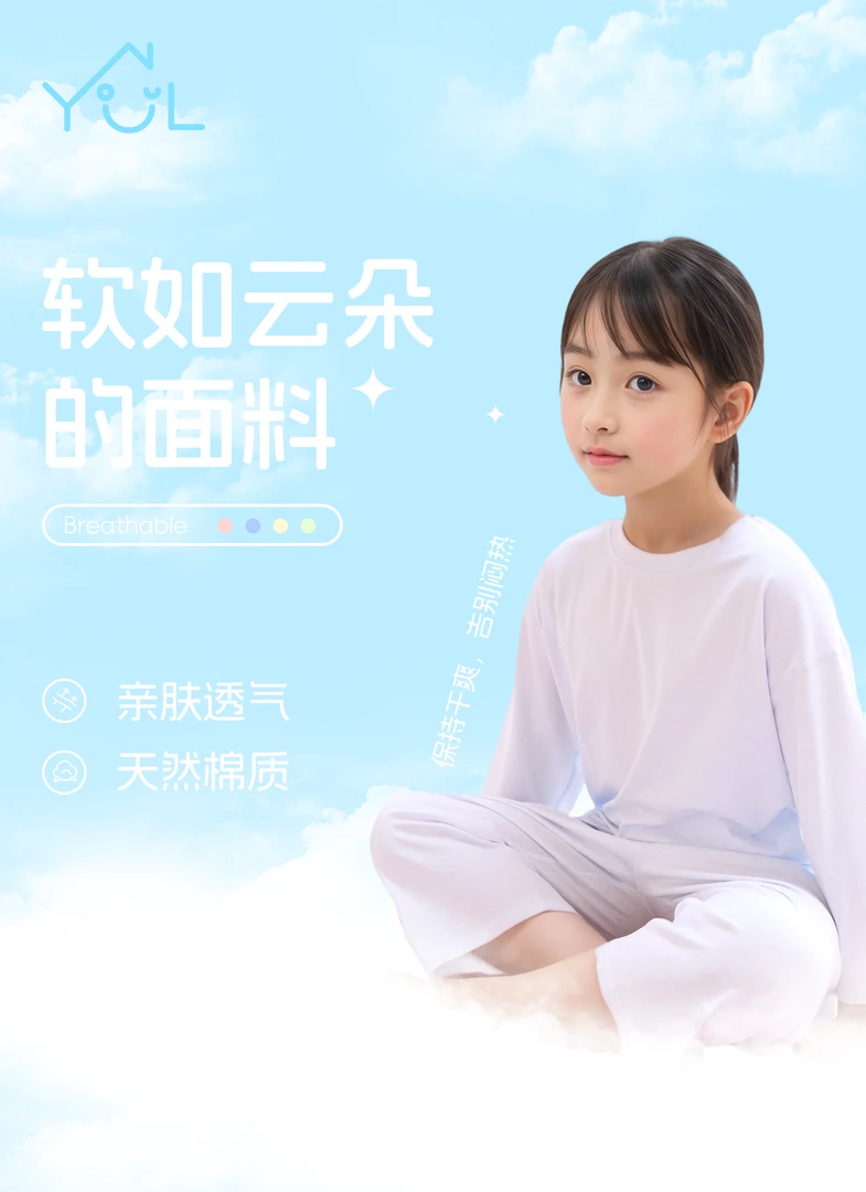 净版纯棉零感宽松中大童家居服男孩女孩春夏秋三季纯棉睡衣儿童