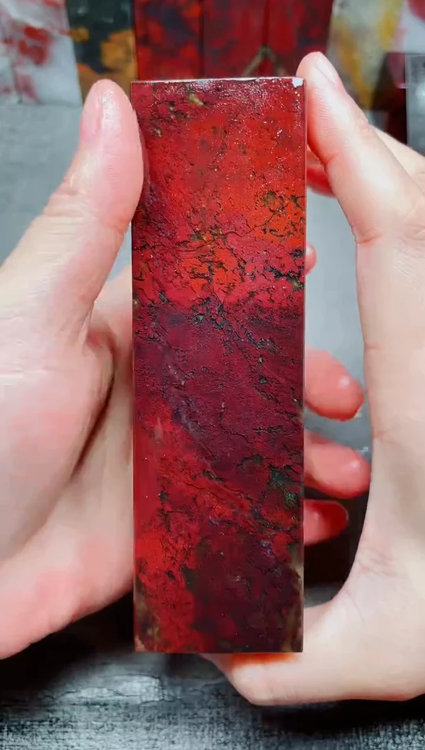 玉桂林鸡血玉素章艳血红20