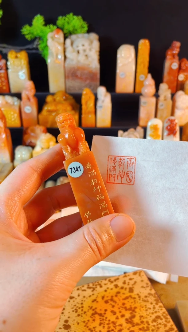 【闪购商品】老挝石印石手工篆刻《春满乾坤福满门》