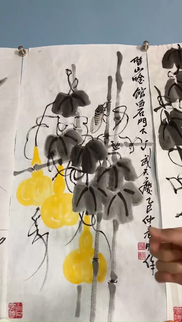 国画方***3武天庆葫芦图