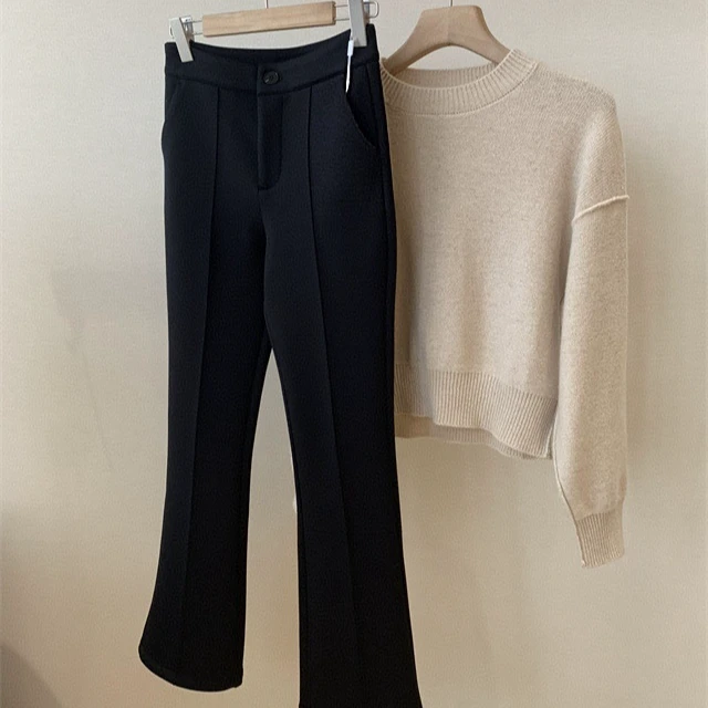 韩版新款时尚弹力气质喇叭休闲裤KD6068