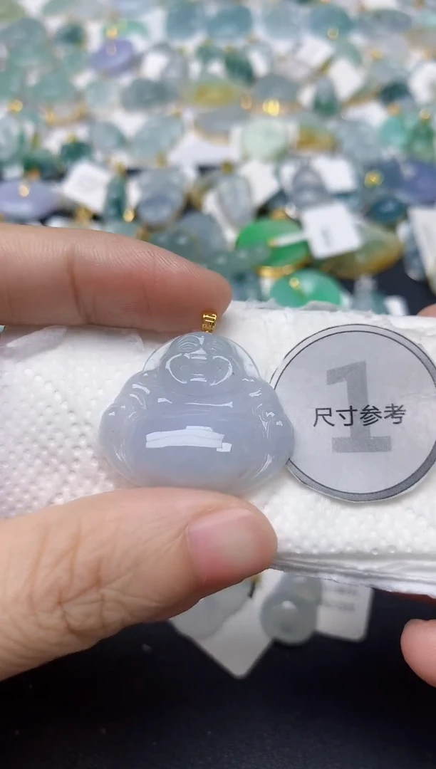 颈饰18K金镶嵌翡翠天然缅甸A货翡翠