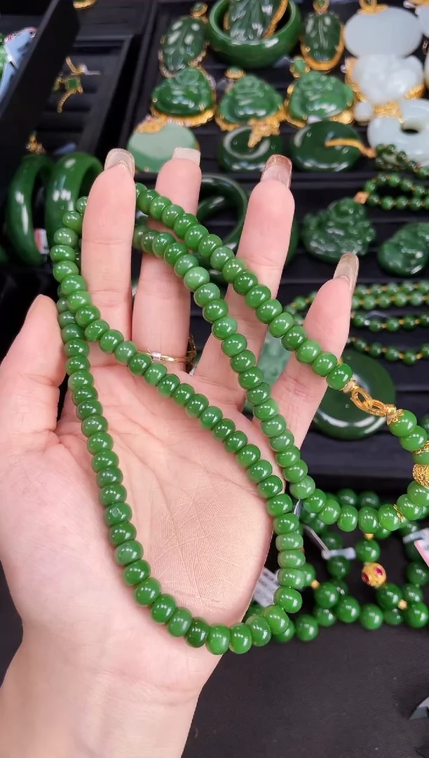 【闪购商品】和田玉毛衣链18K金镶嵌8MM 多样性发一Z