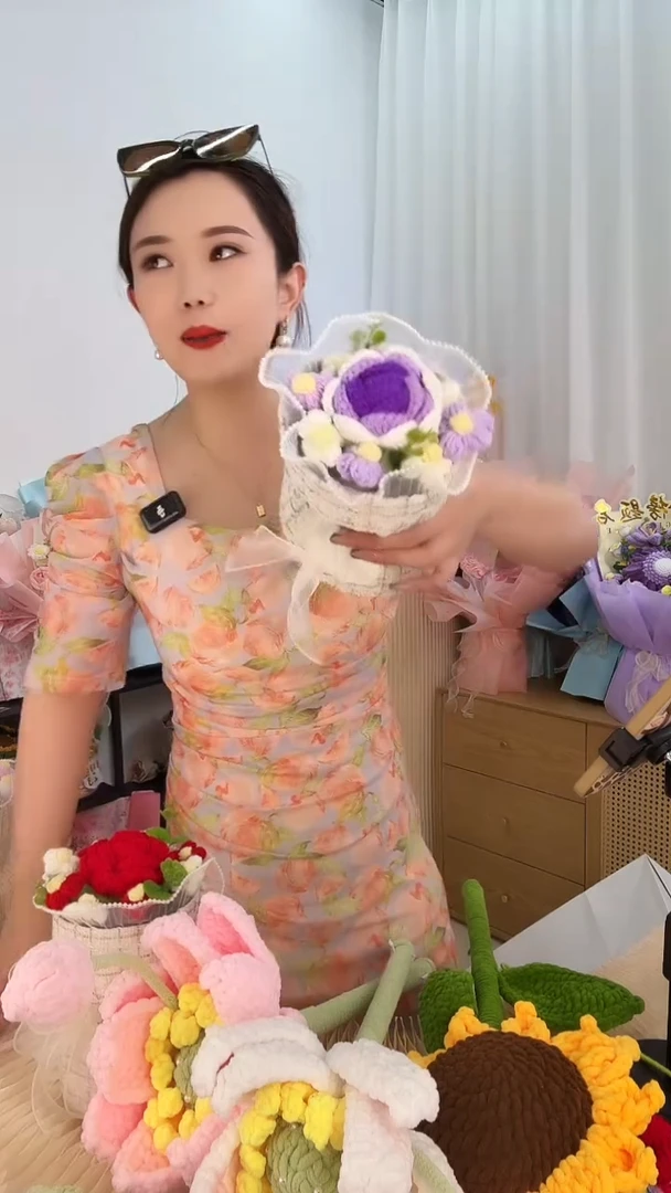 唯美手工成品花束非遗毛线花送朋友老师心意礼物