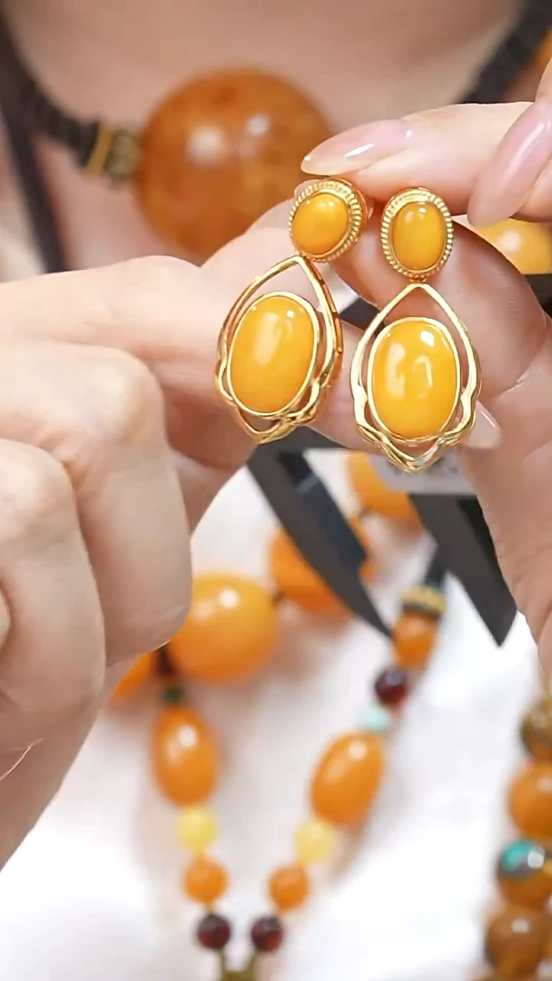 蜜蜡颈饰银S925镶嵌4098天然蜜蜡珠宝奇石云端妖孽石膏蜡全部保真