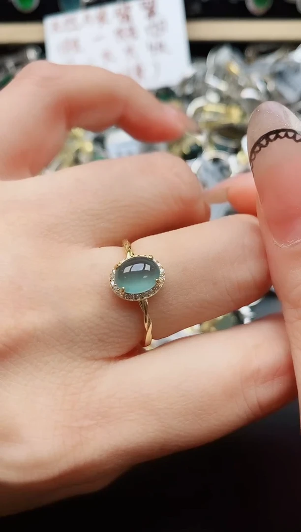 翡翠戒指银S925镶嵌50800