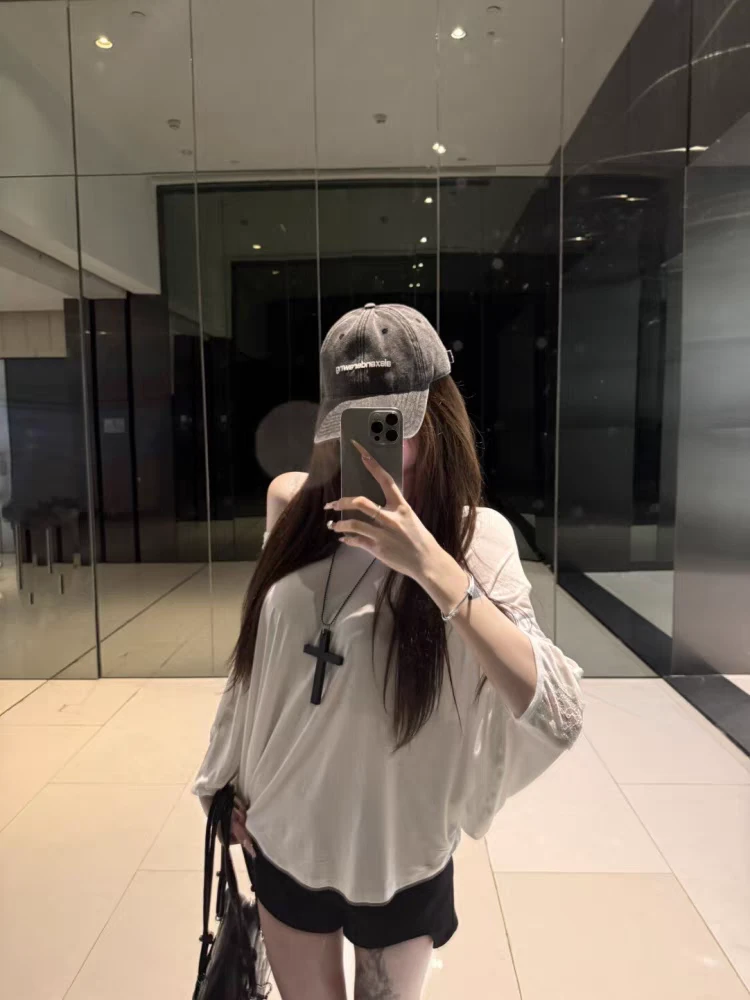 微胖大码mm宽松慵懒蝙蝠袖纯欲蕾丝上衣女 有垂感冰皮防晒空调衫