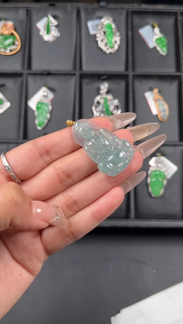 翡翠18K金镶嵌吊坠(不含链)观音多样性发其一@@CMT1724-1