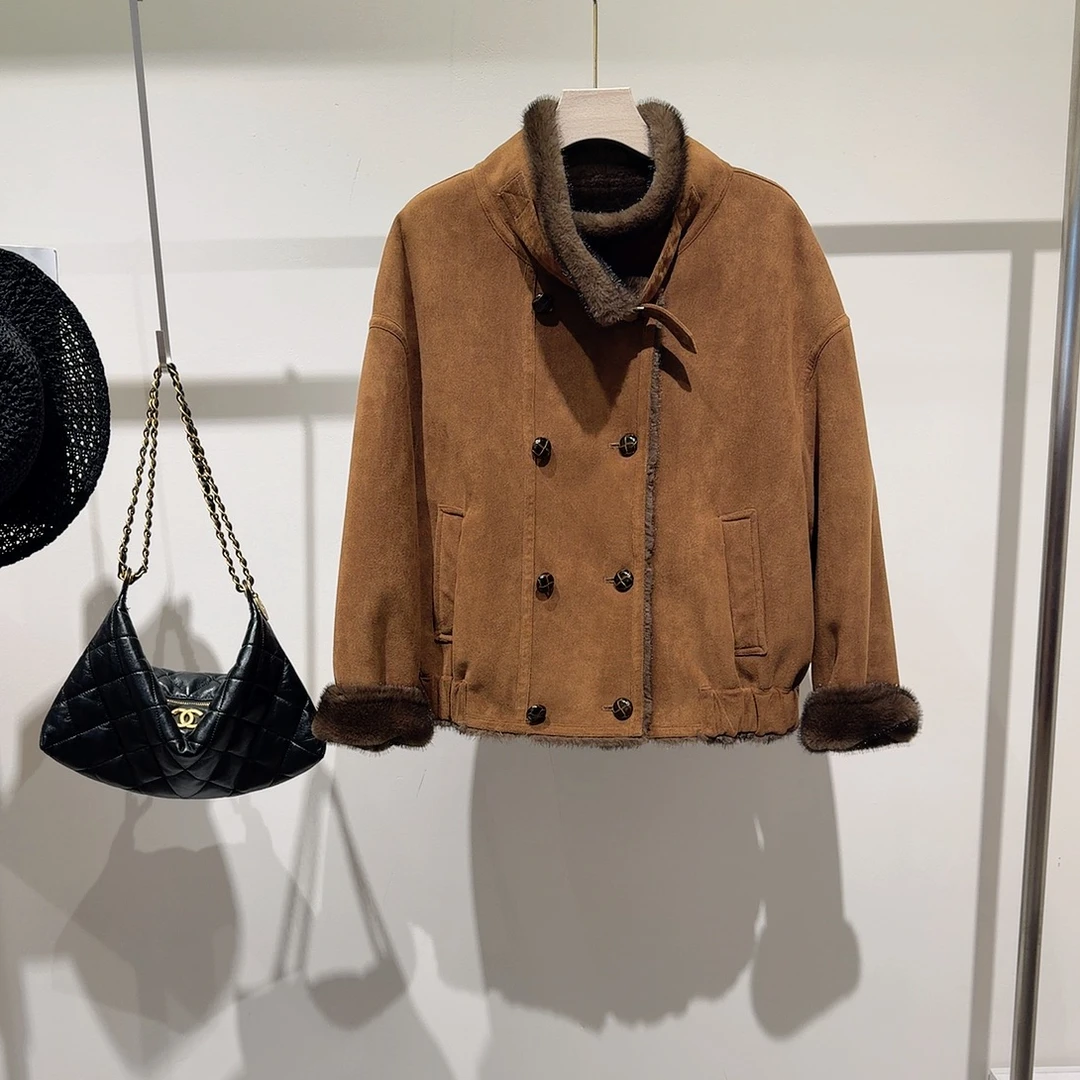 小母貂一体短款女装外套