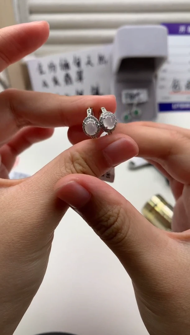 银S925镶嵌戒指翡翠耳饰7