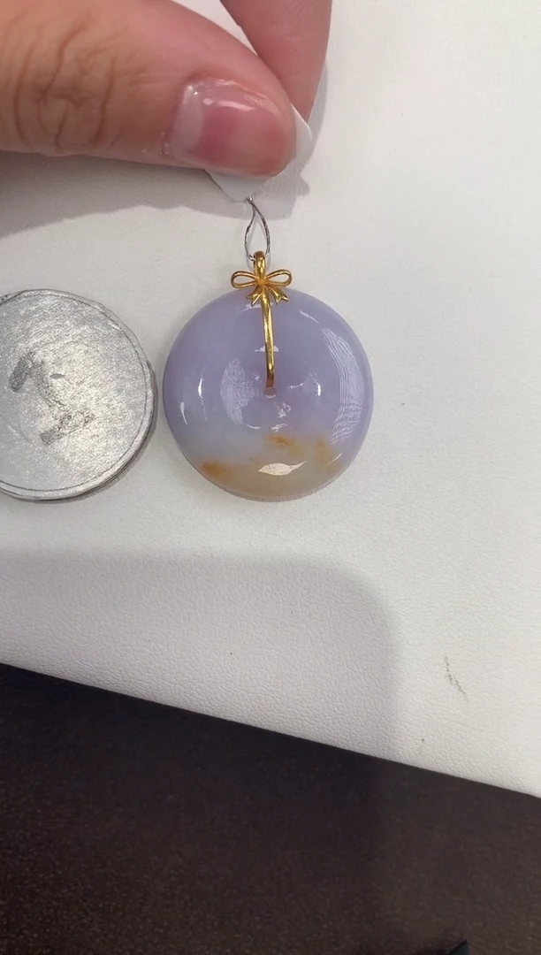 颈饰18K金镶嵌翡翠天然缅甸a货翡翠