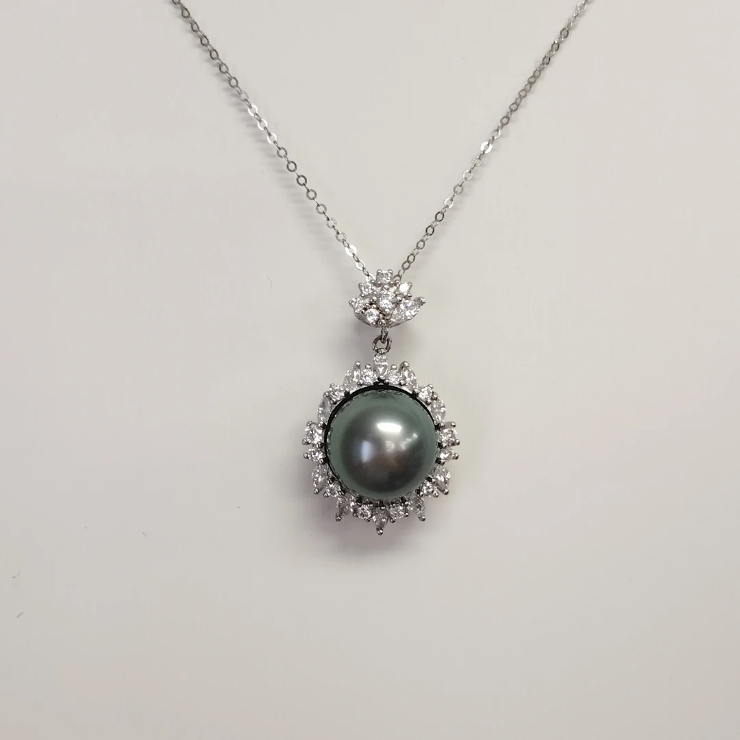 AIKJIANG/爱匠【白总】暴大海水大溪地珍珠吊坠11mm左右/60cm银链