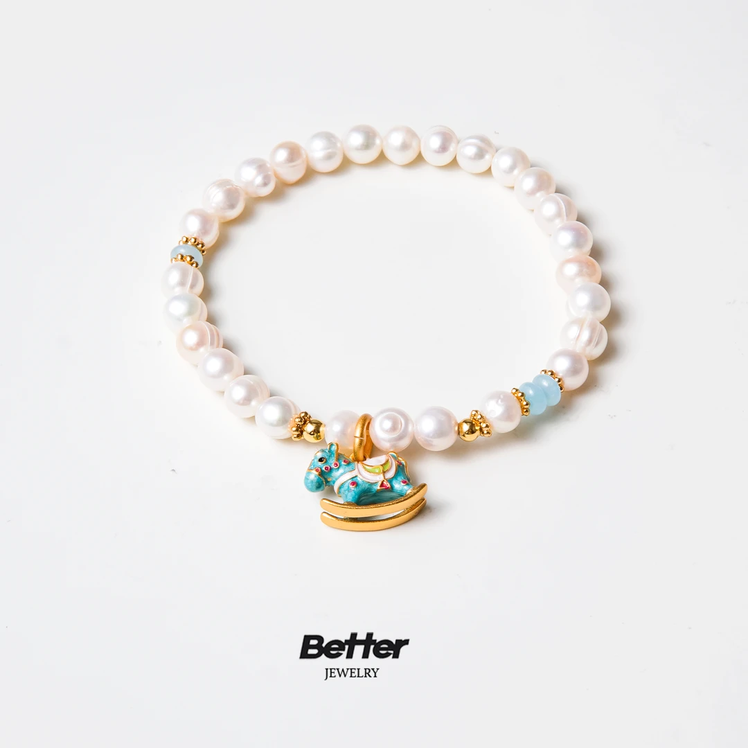 铜合金珐琅手链 TE220 小木马手链