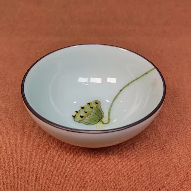 手绘荷花主人杯K666---花朵图案随机