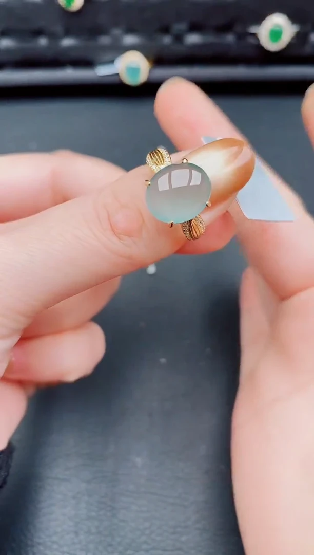 【闪购商品】翡翠戒指银S925镶嵌天然a货翡翠701