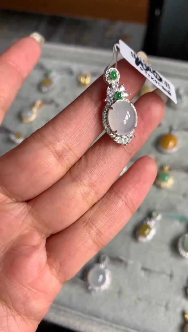 银S925镶嵌戒指翡翠吊坠