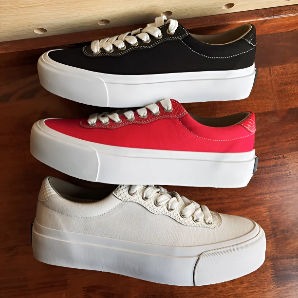 Thawanda春夏新品男女款厚底软木层底TH-253蛇纹皮低帮帆布硫化鞋