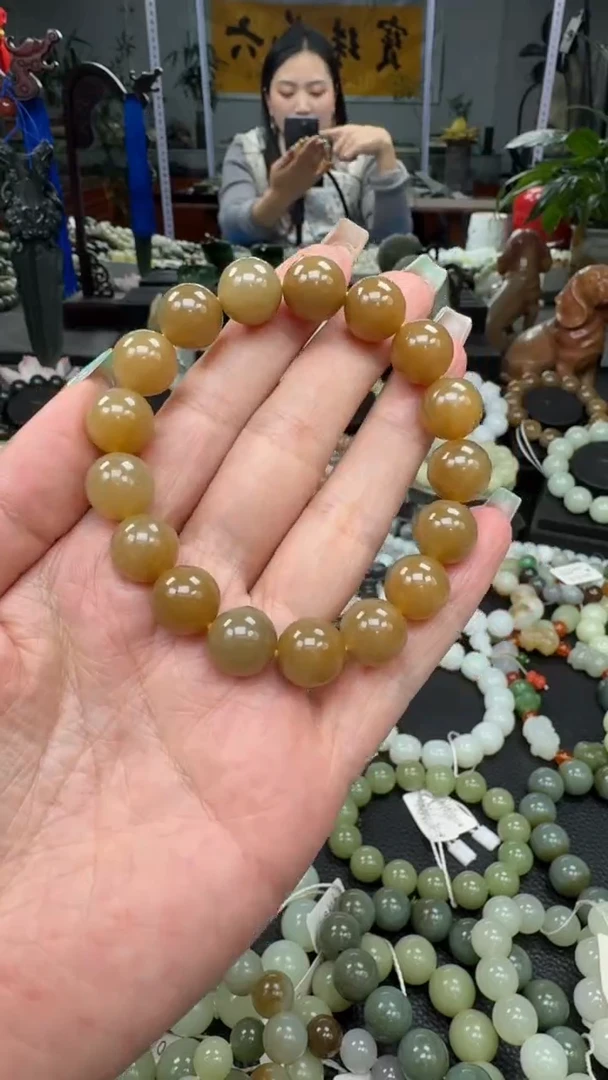 未镶嵌手串和田玉新疆且末金山红糖渐变卡12