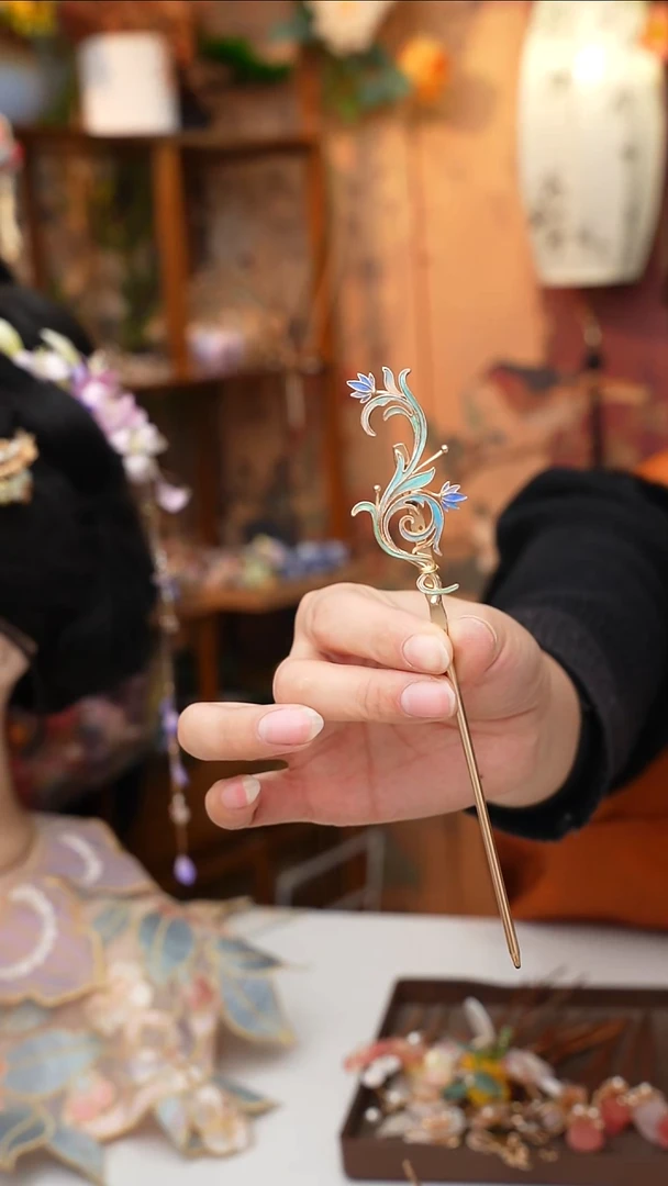 铜合金无锦簪阁非遗绒花孤孤