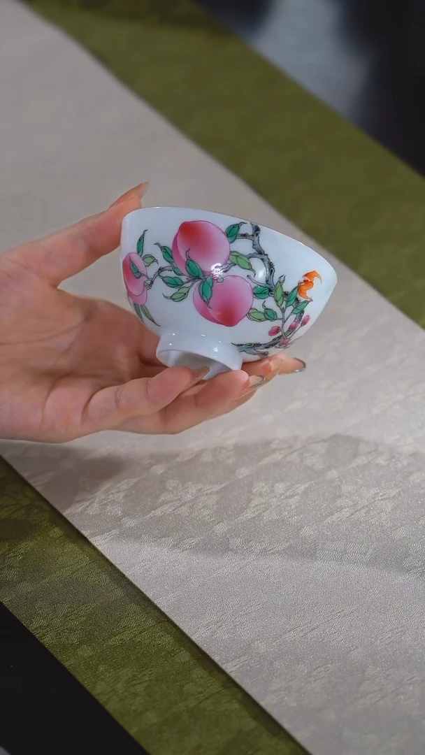 【徐窑】五桃过枝鸡心杯