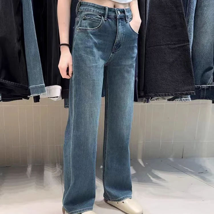 158牛仔裤女春新款直筒裤时尚百搭直筒裤