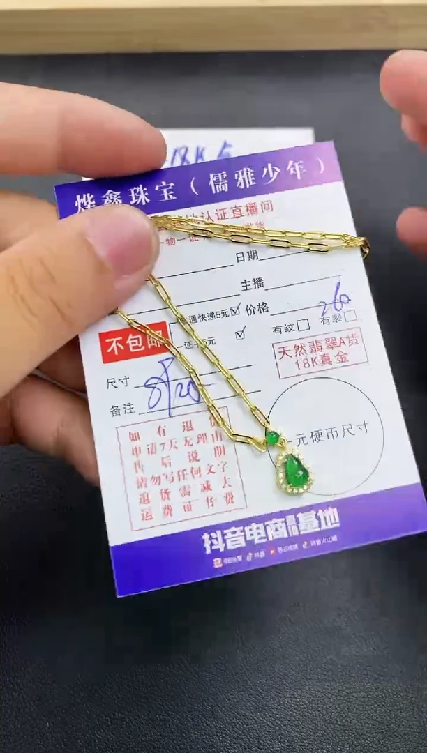 颈饰银S925镶嵌翡翠天然翡翠A货项链