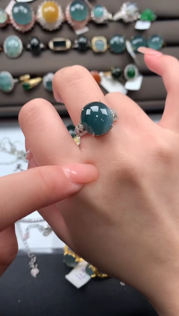 【闪购商品】翡翠戒指银S925镶嵌632141