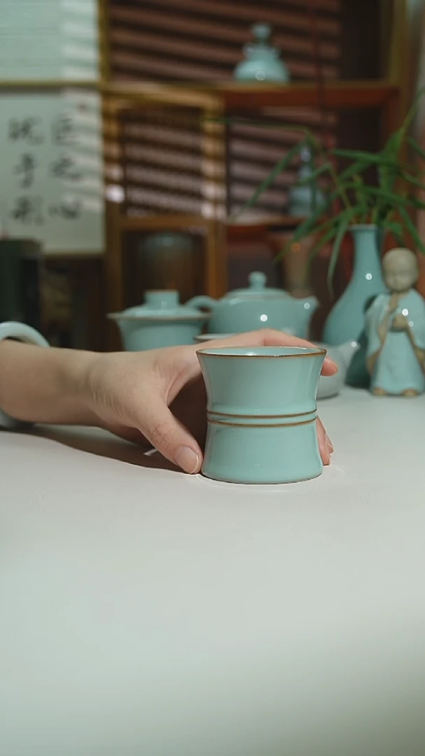 天青运圈高双线束腰杯0668